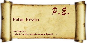 Pehm Ervin névjegykártya